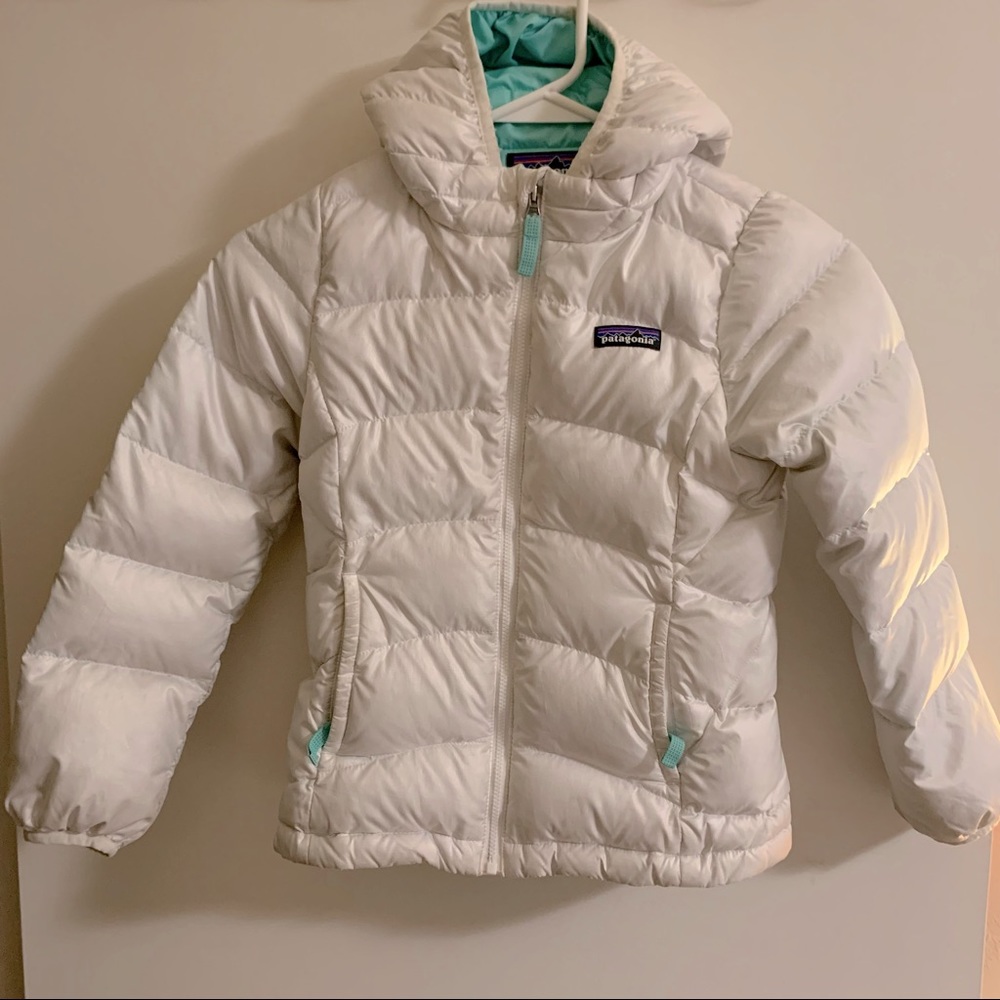Patagonia Girls Hi-Loft Down Sweater Hoodie - size 5/6 xs